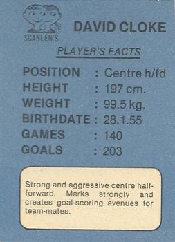 1981 Scanlens VFL #70 David Cloke Back